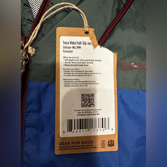 Cotopaxi NWT TECA VISTA FULL ZIP JACKET. Unisex WL/ MM - Picture 4 of 4